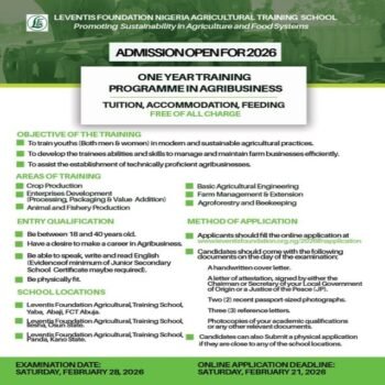 Leventis Foundation Nigeria Agricultural Training Programme