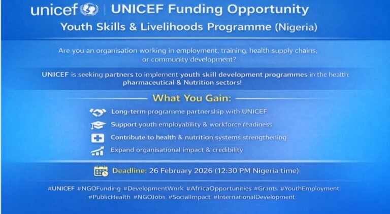 UNICEF Youth Skill Development and Livelihoods RFPs 2026 for Nigerian ...