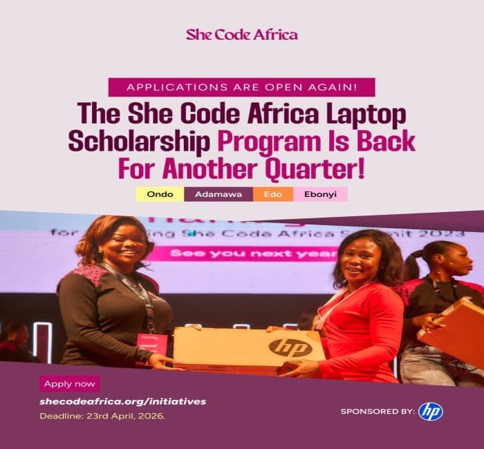 She Code Africa Laptop Scholarship Cycle 3