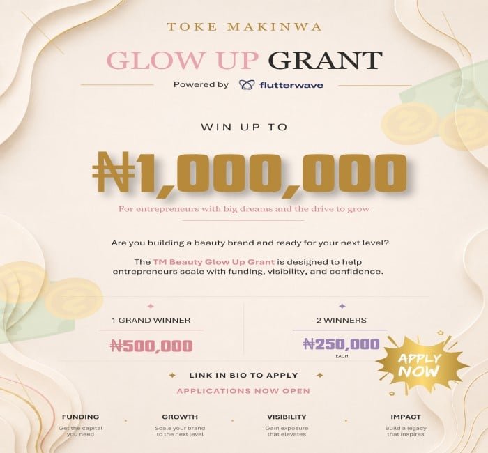 Flutterwave x Toke Makinwa Glow Up Grant